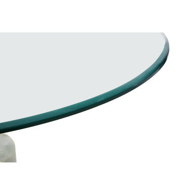 Clear Glass and White Marble Side Table