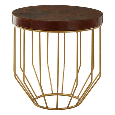 Tan Leather Side Table