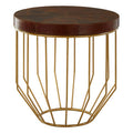 Tan Leather Side Table