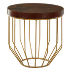 Tan Leather Side Table