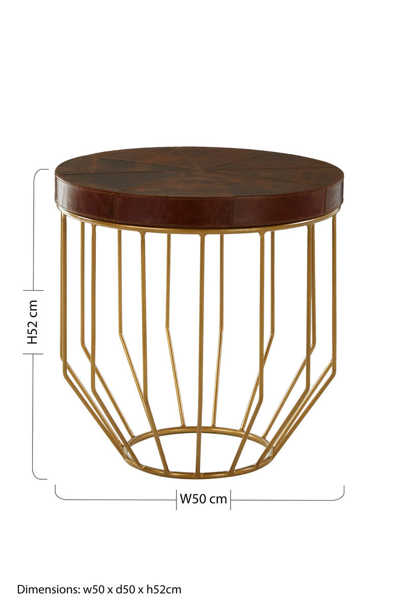 Tan Leather Side Table