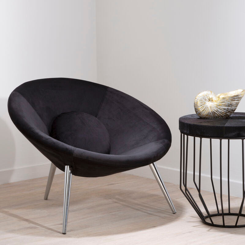 Black Velvet Chair with Cushion