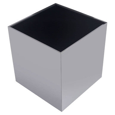 Black Tempered Glass Top Side Table with Silver Square Chrome Finish Frame