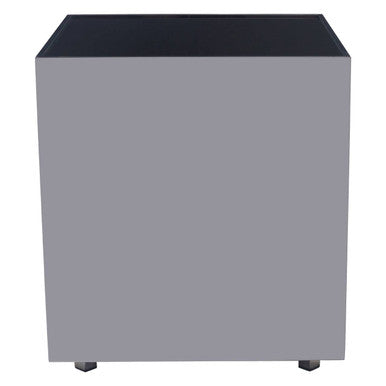Black Tempered Glass Top Side Table with Silver Square Chrome Finish Frame