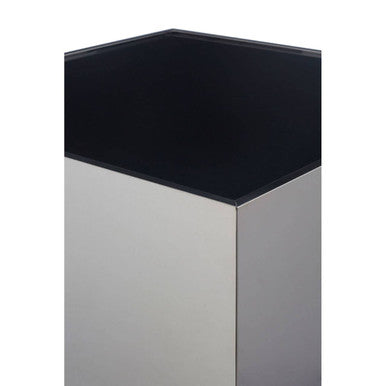 Black Tempered Glass Top Side Table with Silver Square Chrome Finish Frame