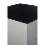 Black Tempered Glass Top Side Table with Silver Square Chrome Finish Frame