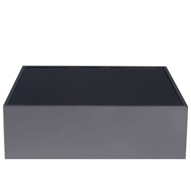Black Tempered Glass Top Side Table with Silver Square Chrome Finish Frame