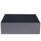 Black Tempered Glass Top Side Table with Silver Square Chrome Finish Frame