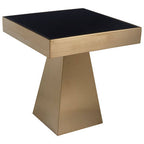 Black Glass and Gold Finish Square Side Table