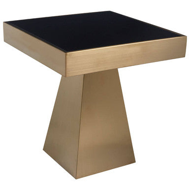 Black Glass and Gold Finish Square Side Table