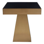 Black Glass and Gold Finish Square Side Table