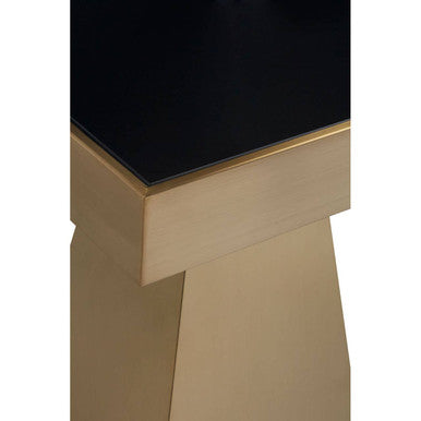 Black Glass and Gold Finish Square Side Table