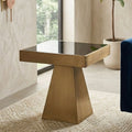 Black Glass and Gold Finish Square Side Table