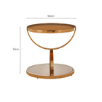 Smoked Glass Round Side Table with Rose Gold Base