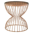 Gold Round Hourglass Base Side Table with Glass Top,
