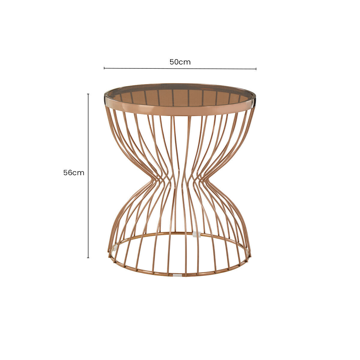 Gold Round Hourglass Base Side Table with Glass Top,