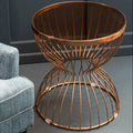 Gold Round Hourglass Base Side Table with Glass Top,