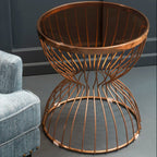 Gold Round Hourglass Base Side Table with Glass Top,