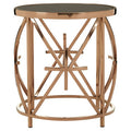 Black Glass Top Round Side Table with Rose Gold Star Stainless Steel Frame