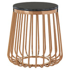 Black Marble Top Round Side Table With Gold Cage Design Metal Base