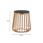 Black Marble Top Round Side Table With Gold Cage Design Metal Base