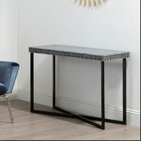 Black Shell Inlay Console Table
