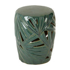 Green Ceramic Leaf Cutout Design Side Table