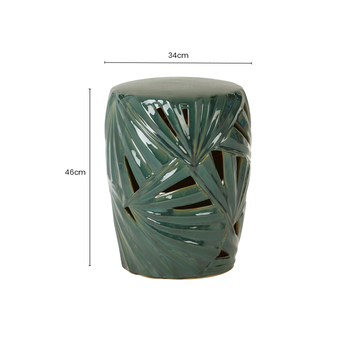 Green Ceramic Leaf Cutout Design Side Table