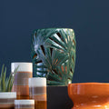 Green Ceramic Leaf Cutout Design Side Table
