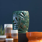 Green Ceramic Leaf Cutout Design Side Table