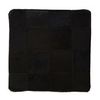 Black Genuine Leather Pouffe with Stud Detail