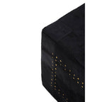 Black Genuine Leather Pouffe with Stud Detail