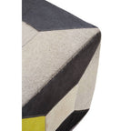 Black and White Hair on Leather Pouffe with Stitched Detail