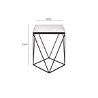 White Marble Top Square Side Table with Black Finish Metal Base
