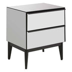 Black Finish and Mirrored 2 Drawer Chest