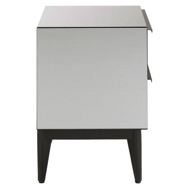 Black Finish and Mirrored 2 Drawer Chest