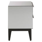 Black Finish and Mirrored 2 Drawer Chest