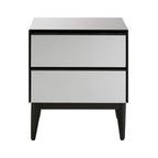 Black Finish and Mirrored 2 Drawer Chest