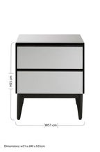 Black Finish and Mirrored 2 Drawer Chest