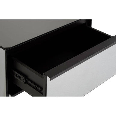 Black Finish and Mirrored 2 Drawer Chest