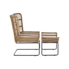 Grey Washed Natural Rattan Lounge Chair and Footstool