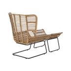 Grey Washed Natural Rattan Lounge Chair and Footstool