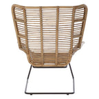 Grey Washed Natural Rattan Lounge Chair and Footstool