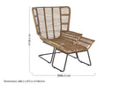 Grey Washed Natural Rattan Lounge Chair and Footstool
