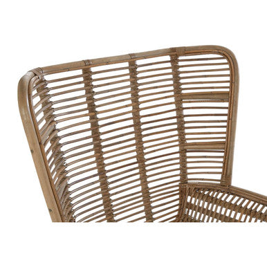 Grey Washed Natural Rattan Lounge Chair and Footstool