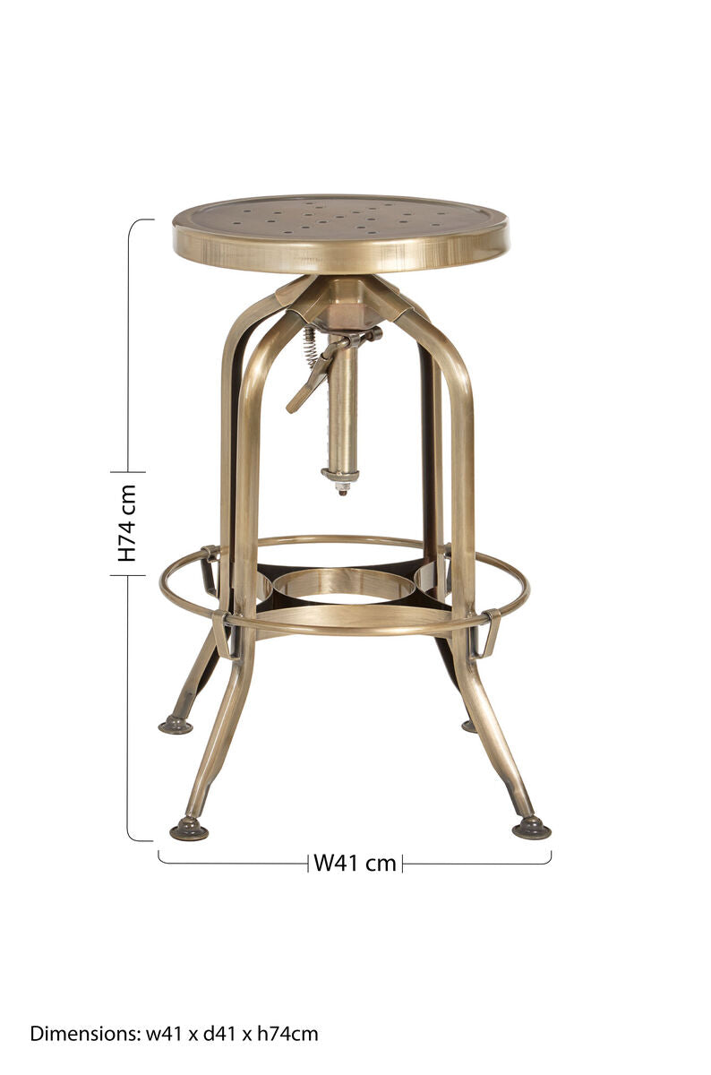 Brass Finish Adjustable Bar Stool