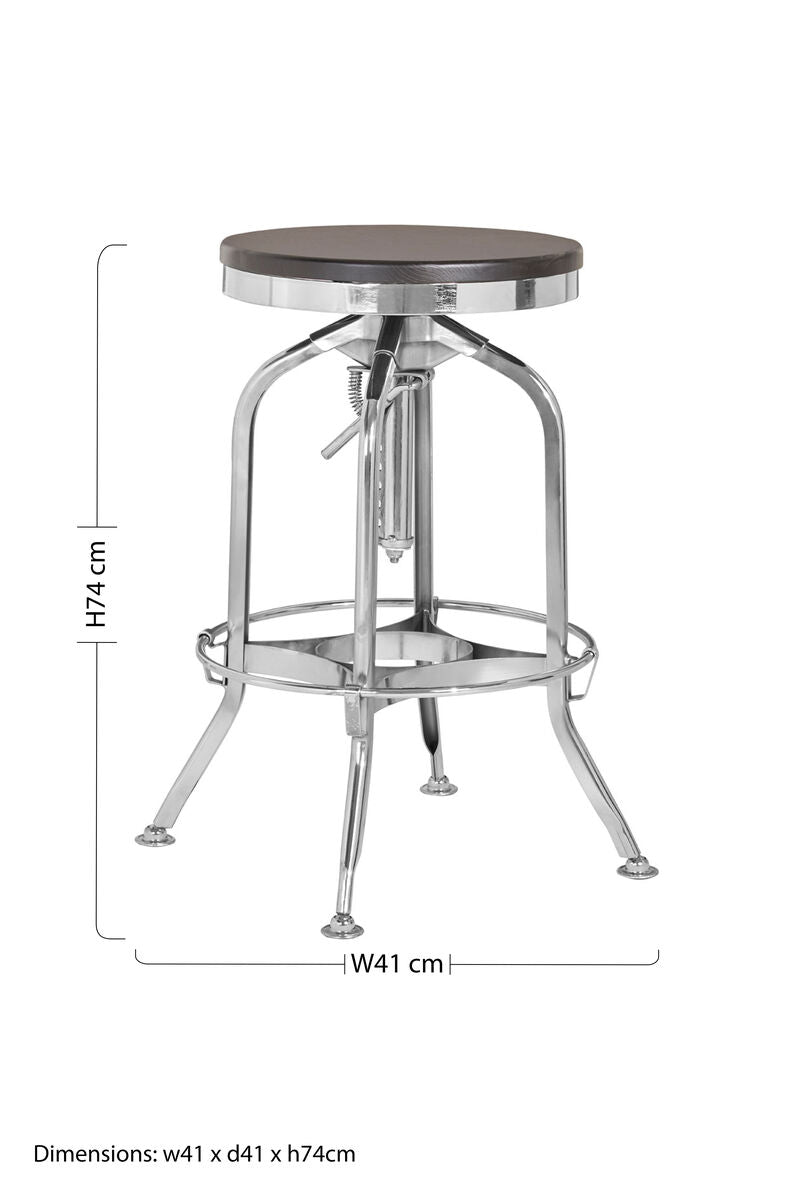 Black Ash Wood and Chrome Finish Adjustable Bar Stool