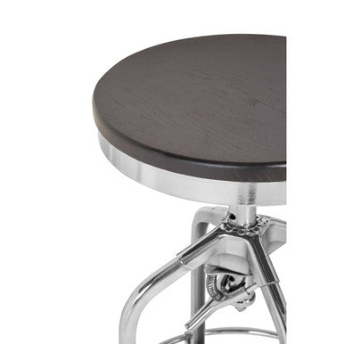 Black Ash Wood and Chrome Finish Adjustable Bar Stool