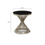 Black Hourglass Top Side Table with Silver Stainless Steel Base