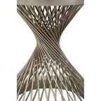 Black Hourglass Top Side Table with Silver Stainless Steel Base